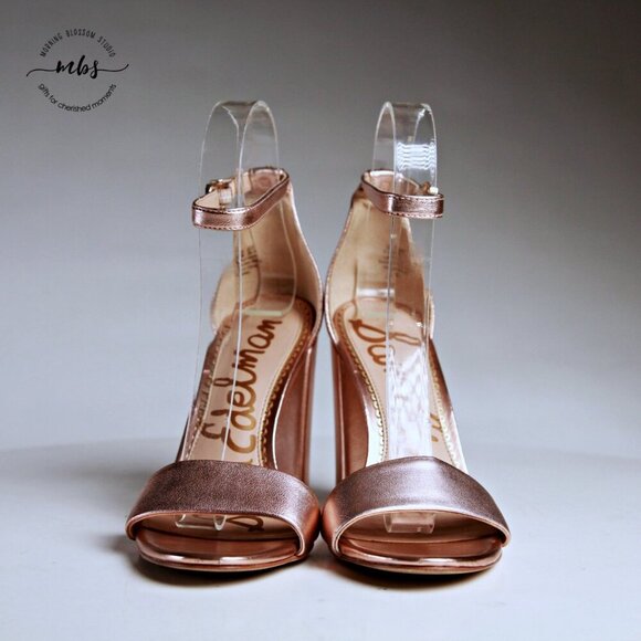 Sam Edelman Yaro Ankle Strap Block Heel Sandals Rose Gold Women 6.5 - Picture 4 of 14